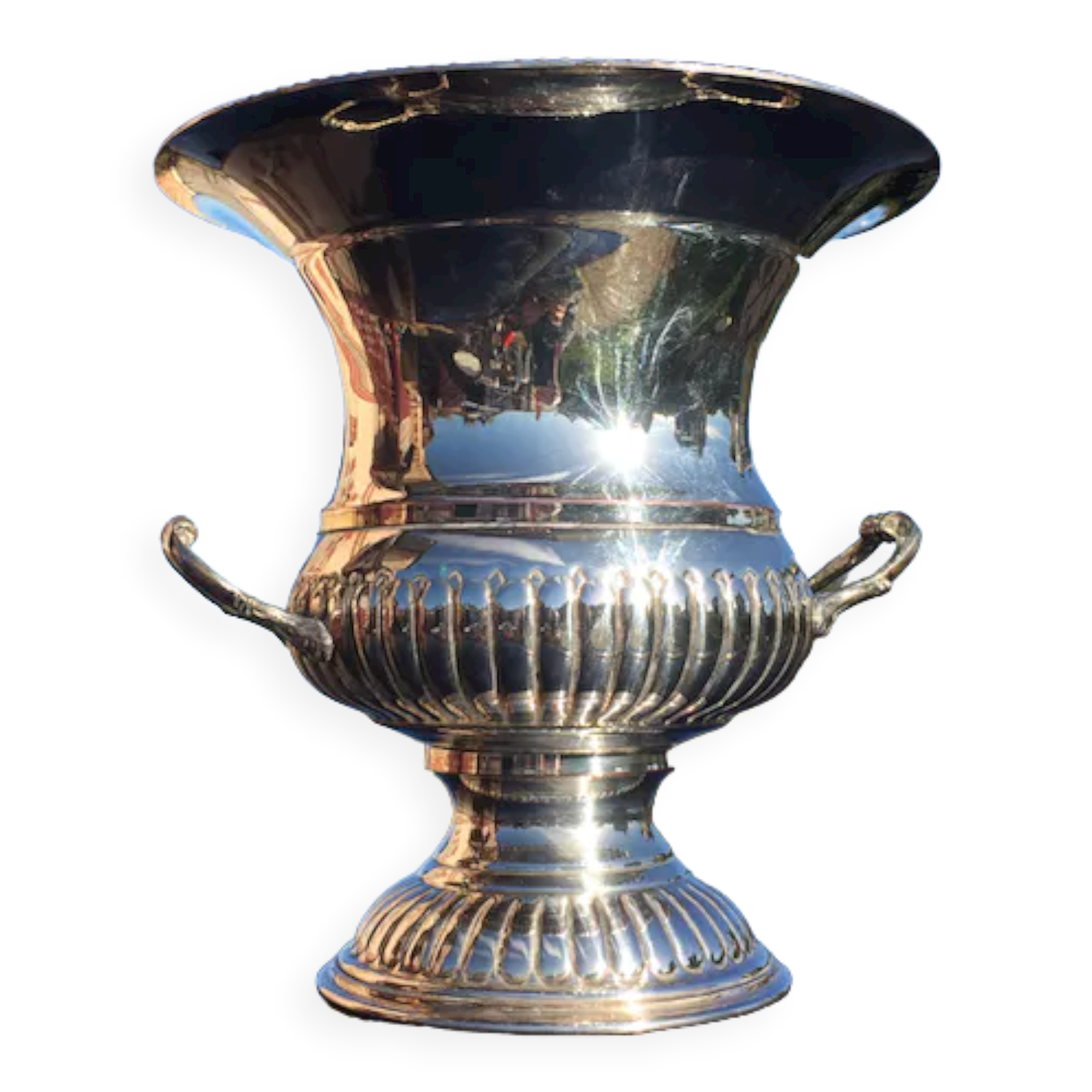 Refresher, silver metal champagne bucket, Medici vase shape