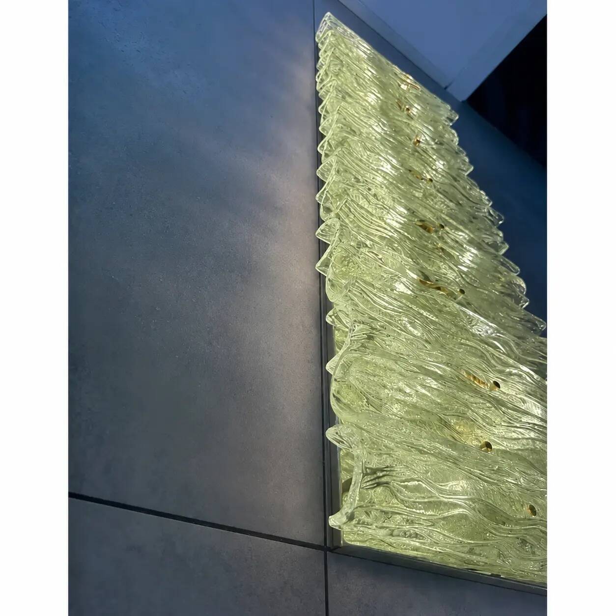 Green Italian Luxury Brass Wall Sconce Murano Glass or Flush Mount