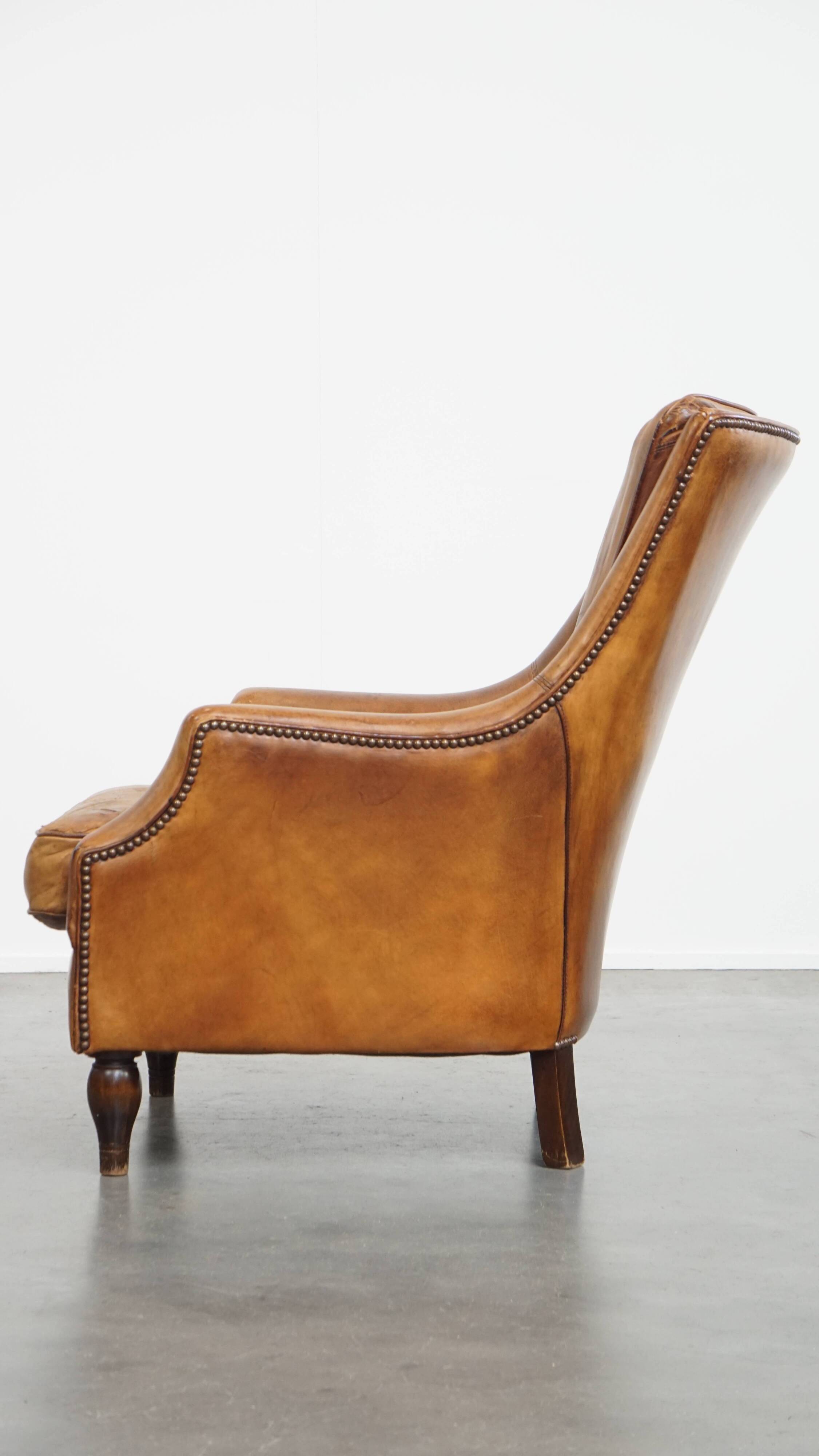 Vintage Armchair Made of Sheepskin Leather