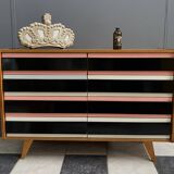 Pink Triple front Jiri Jiroutek sideboard for Interier Praha 1960s