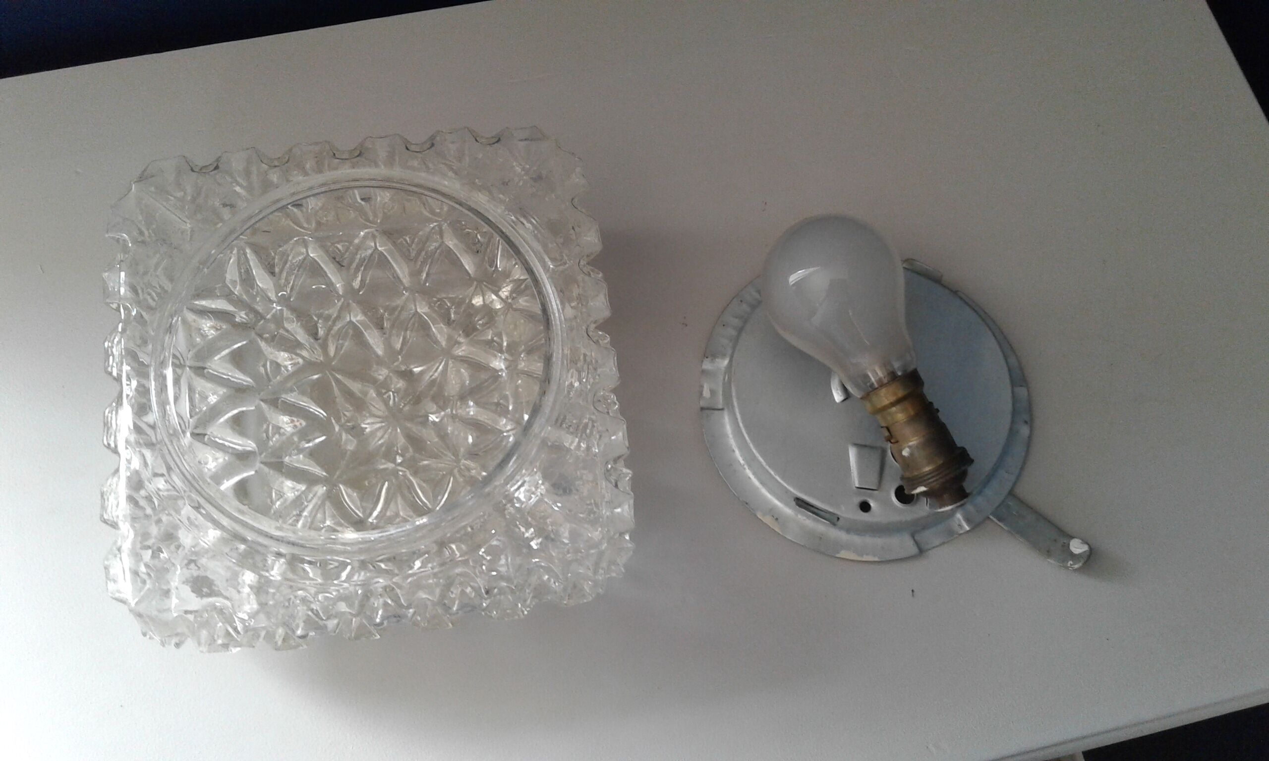 Square glass ceiling lamp vintage