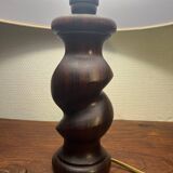 Solid turned wood foot lamp with lampshade