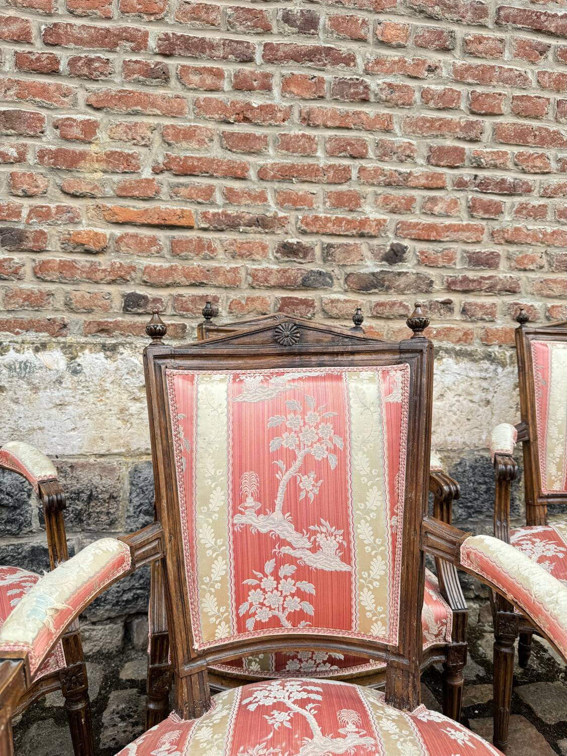 Suite Of Six Armchairs In Natural Wood From Louis XVI XVIII Eme Century