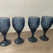 Set of four wine glasses model "Sky Blossoms" by Lenox Art Nouveau style.