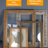 Old frame gilded stucco wood glass 46.5x35.5 cm, hardwood 41.7x32.7 cm SB