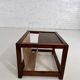 Vintage wooden sofa end with built-in fabric magazine holder