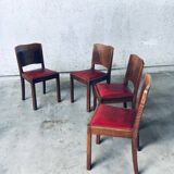 Art Deco Dining Chair Set, Belgium, 1920s, Set of 4