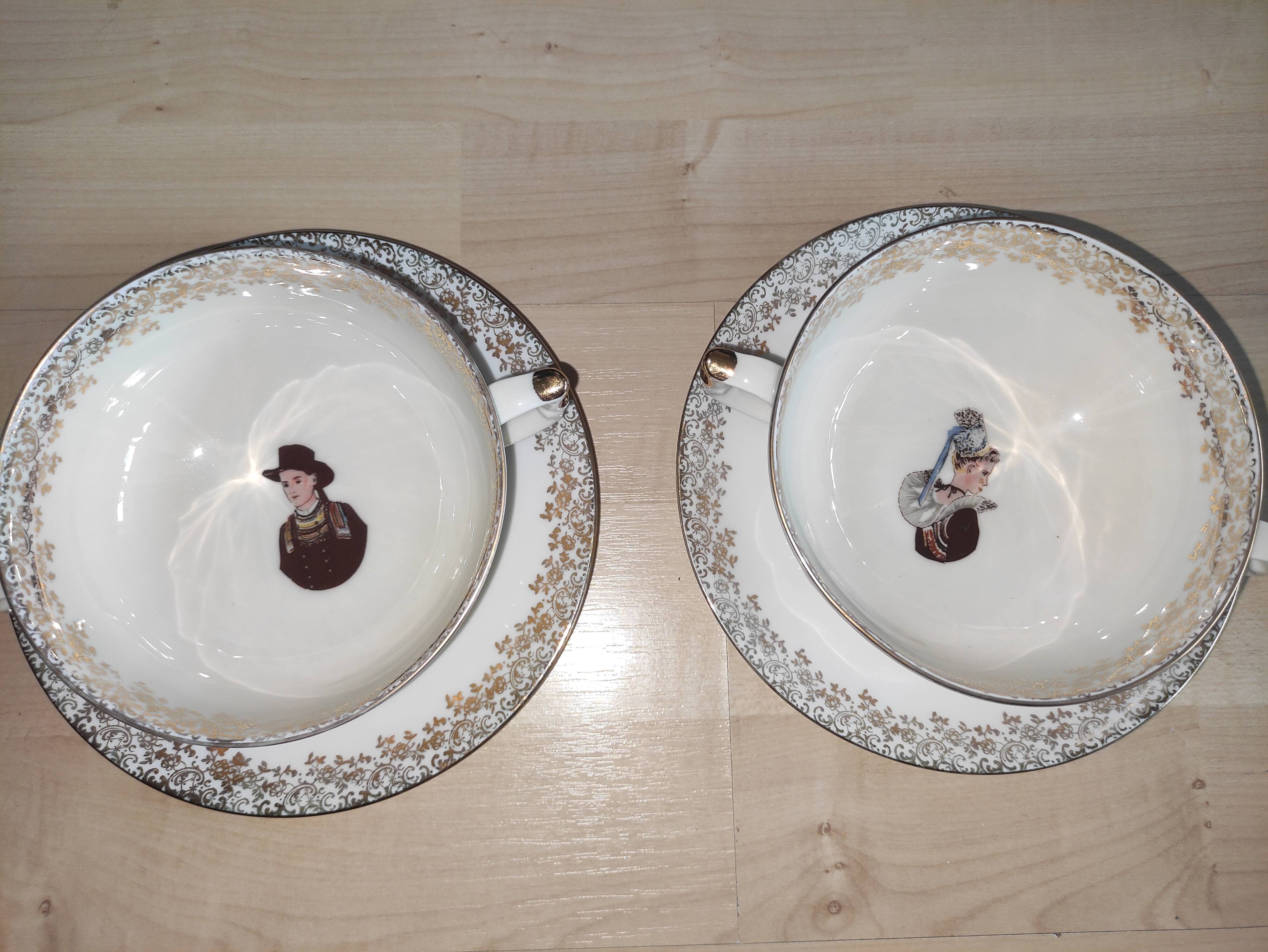 Bernardaud Limoges porcelain cups and saucers