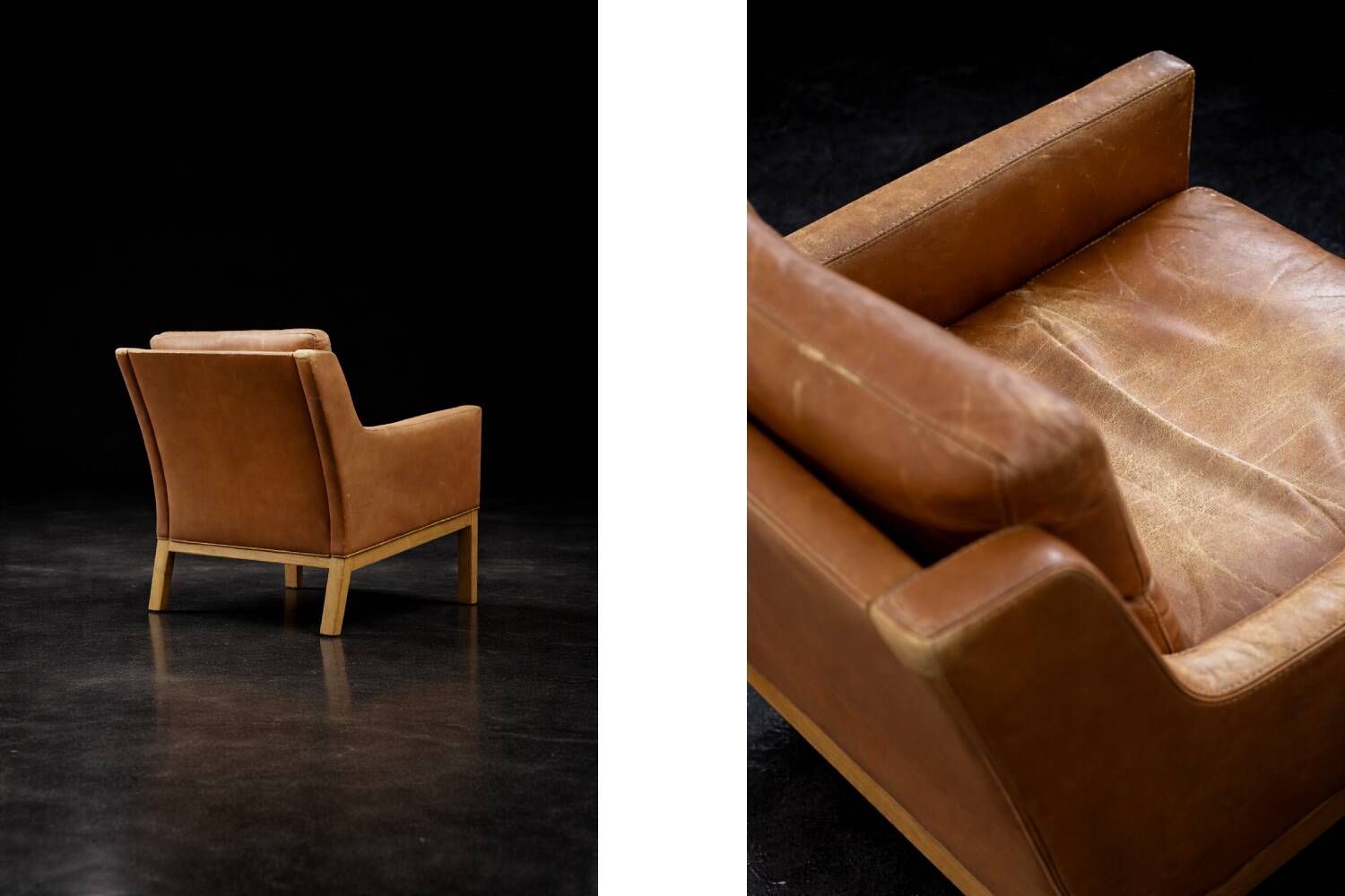 Vintage Mid-Century Danish Modern Brown Leather Easy Chair Model 39