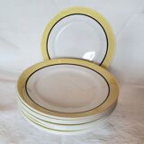 Set de 8 assiettes vintage rayure jaune et noire