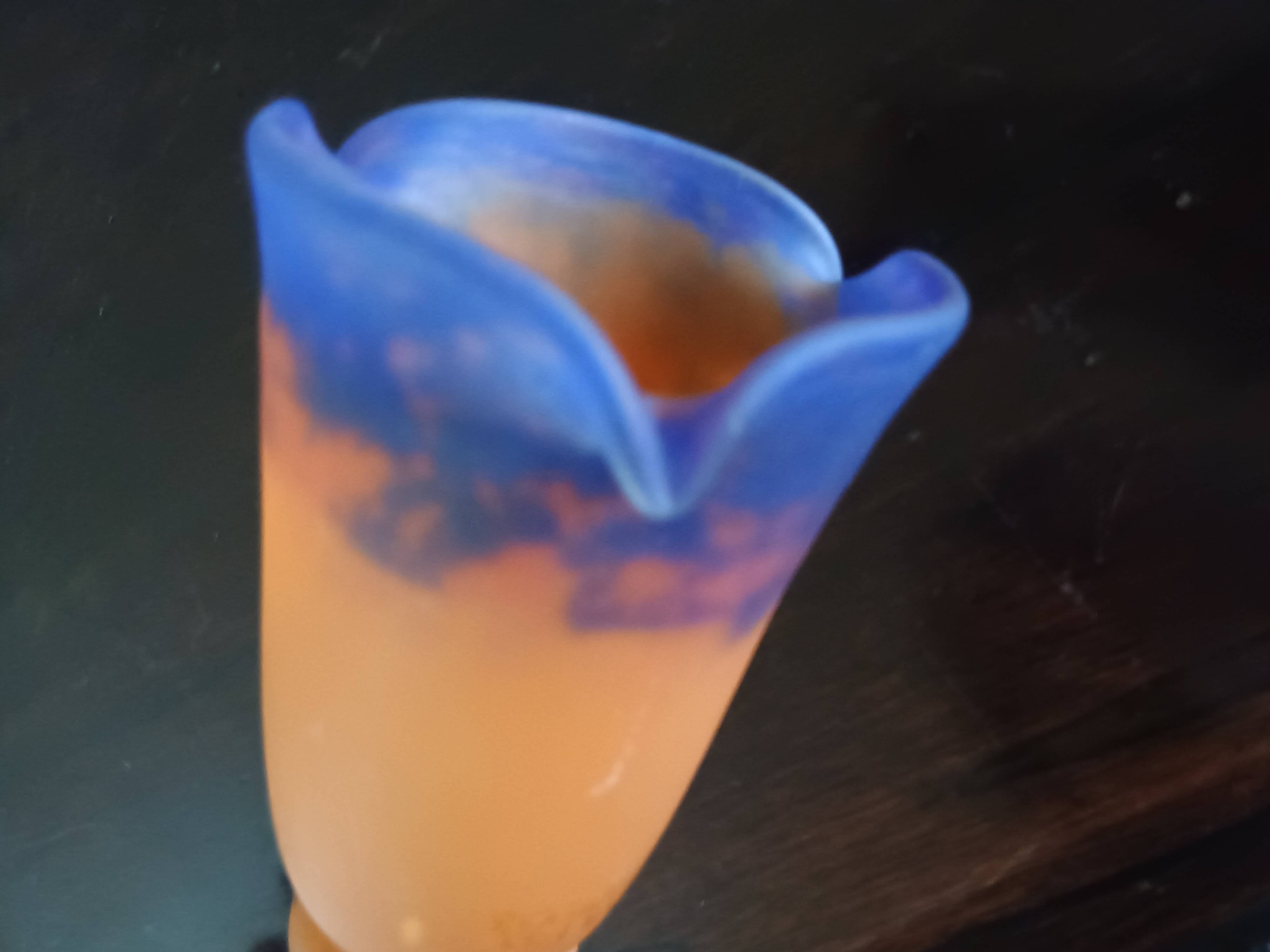Muller Freres Luneville - Tulip Corolla Orange-Violet Marbled Glass