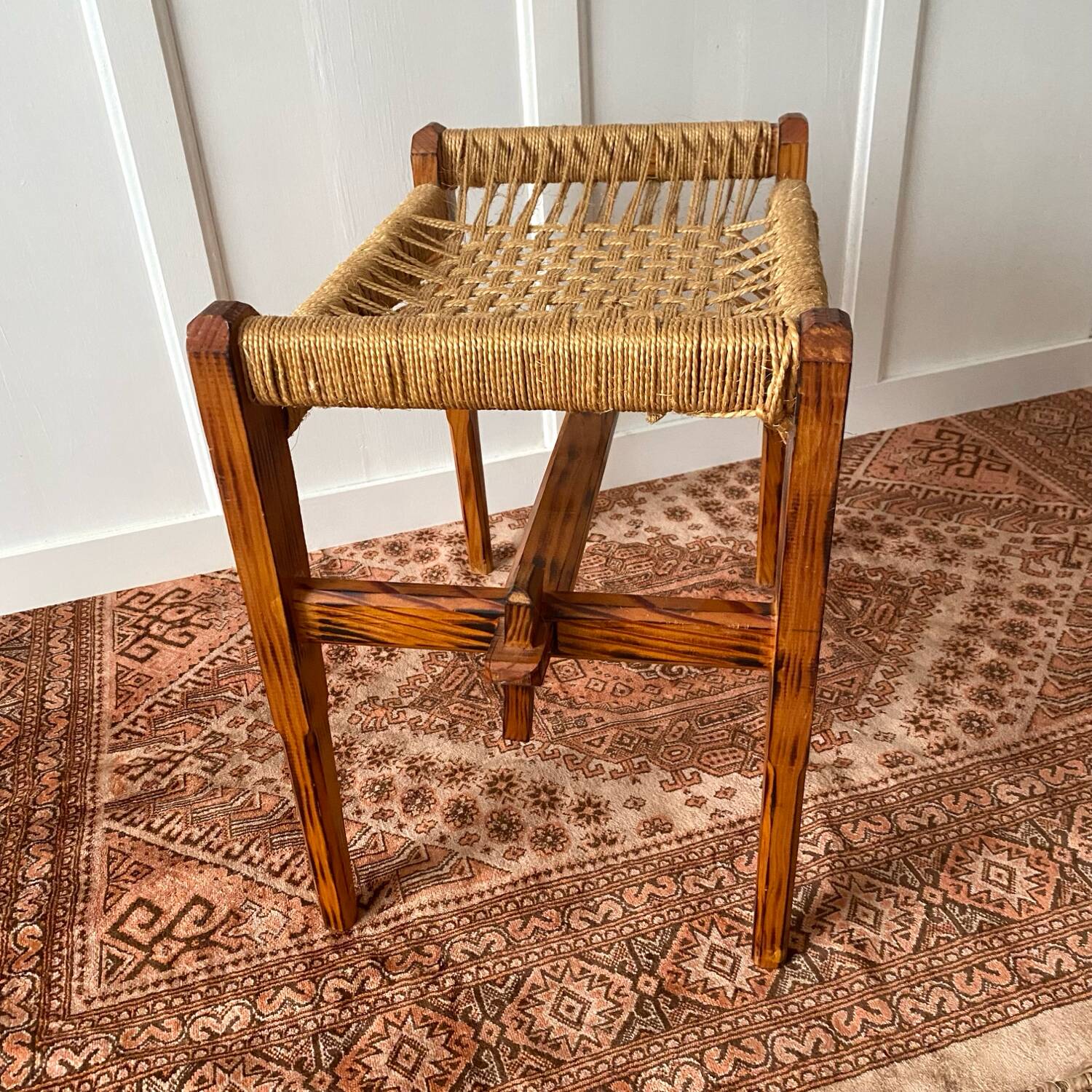 1960s woven seat stool