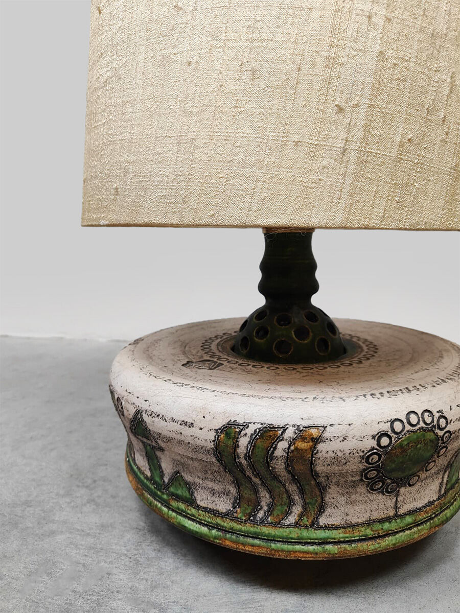 Vintage large ceramic table lamp 'Green garden'
