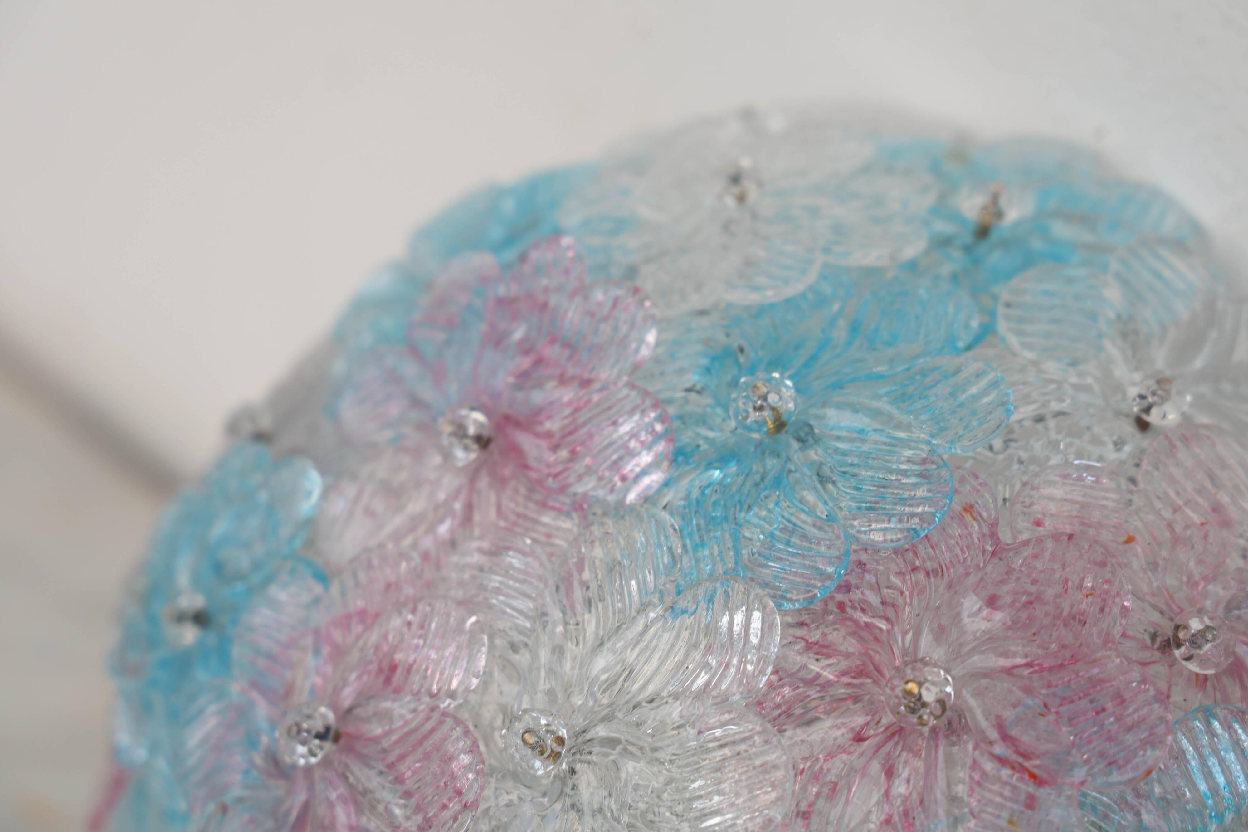 Lustre multicolore Murano Fleur par Seguso pour Venini, Italie, années 1960.