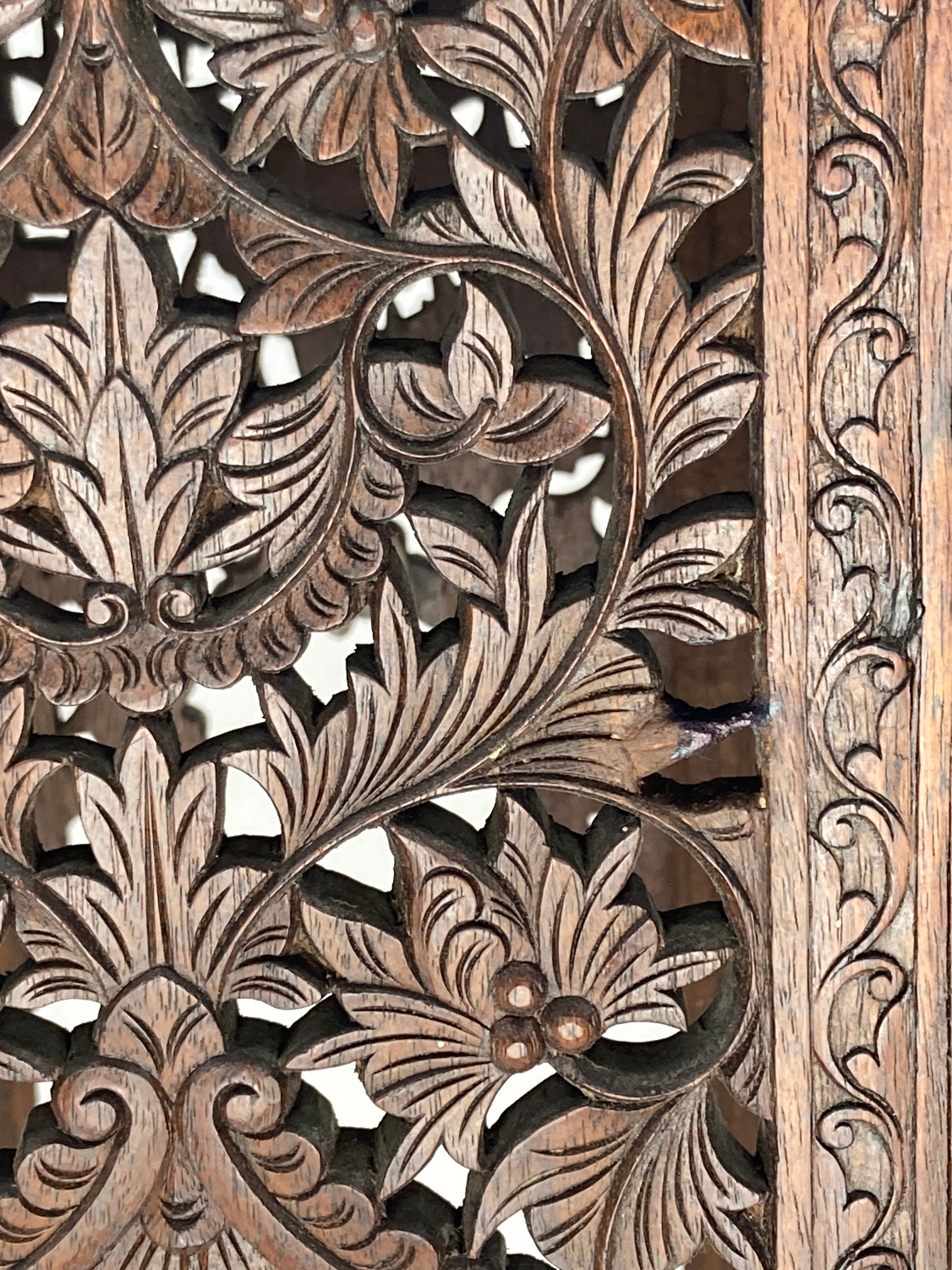 Antique 19th century burmese hand carved side or end table