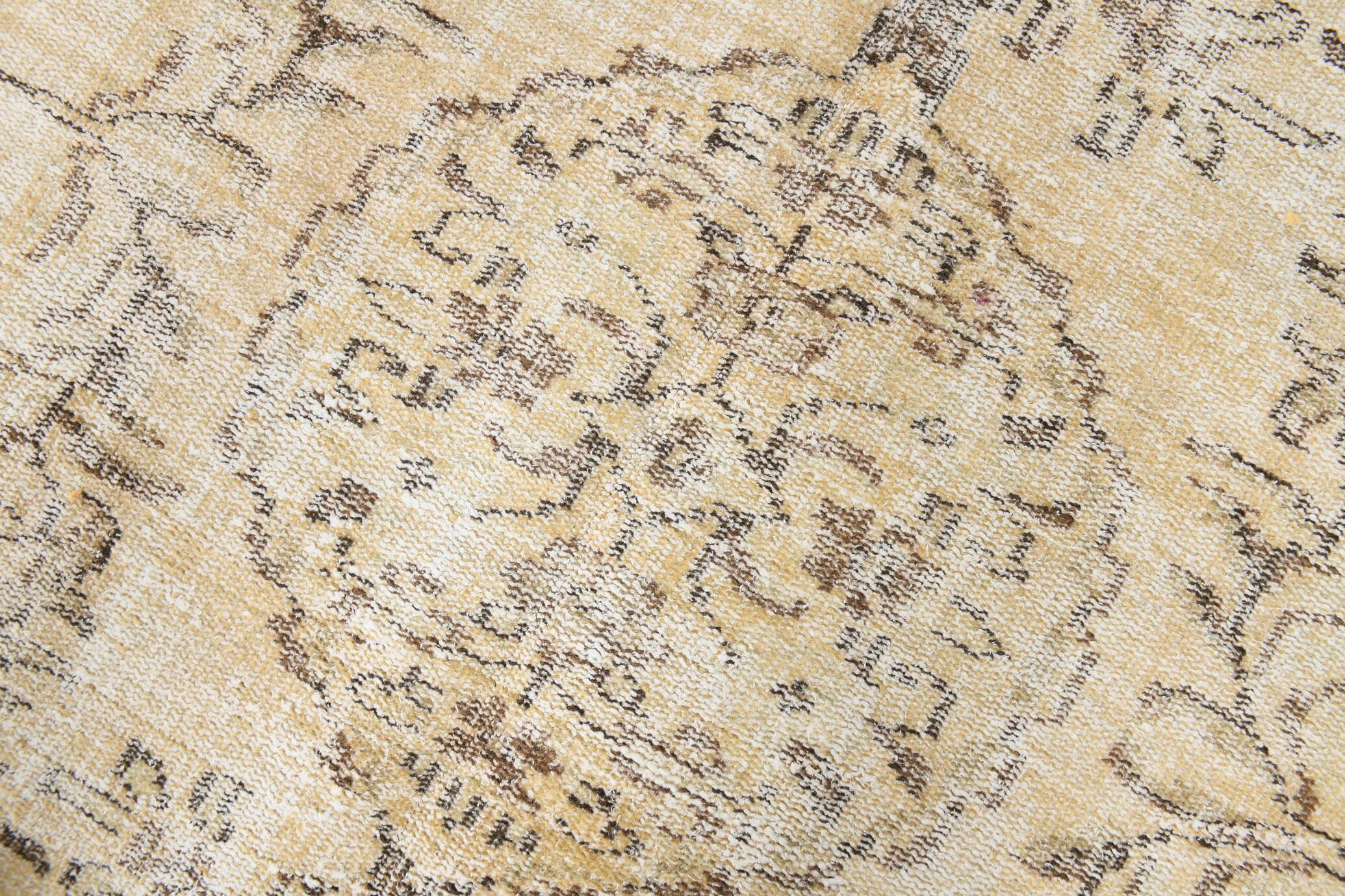 5x8 Pale Yellow Handmade Wool Soft Turkish Rug, 159x238Cm SK 5244