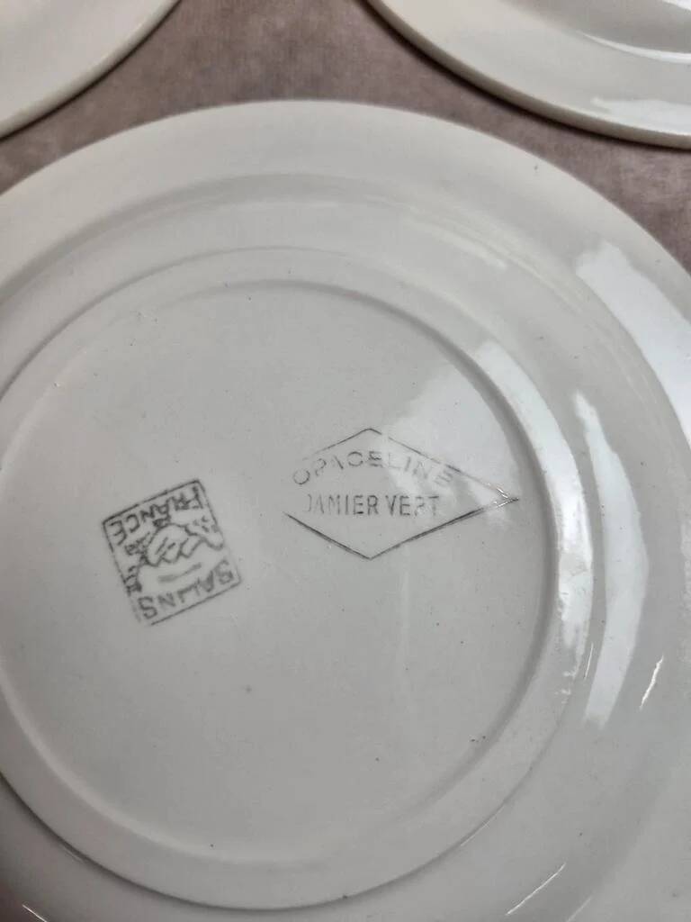 Set of 10 dessert plates Salins – Opaceline Jamier Green – vintage checkered