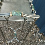Vintage metal and glass side table