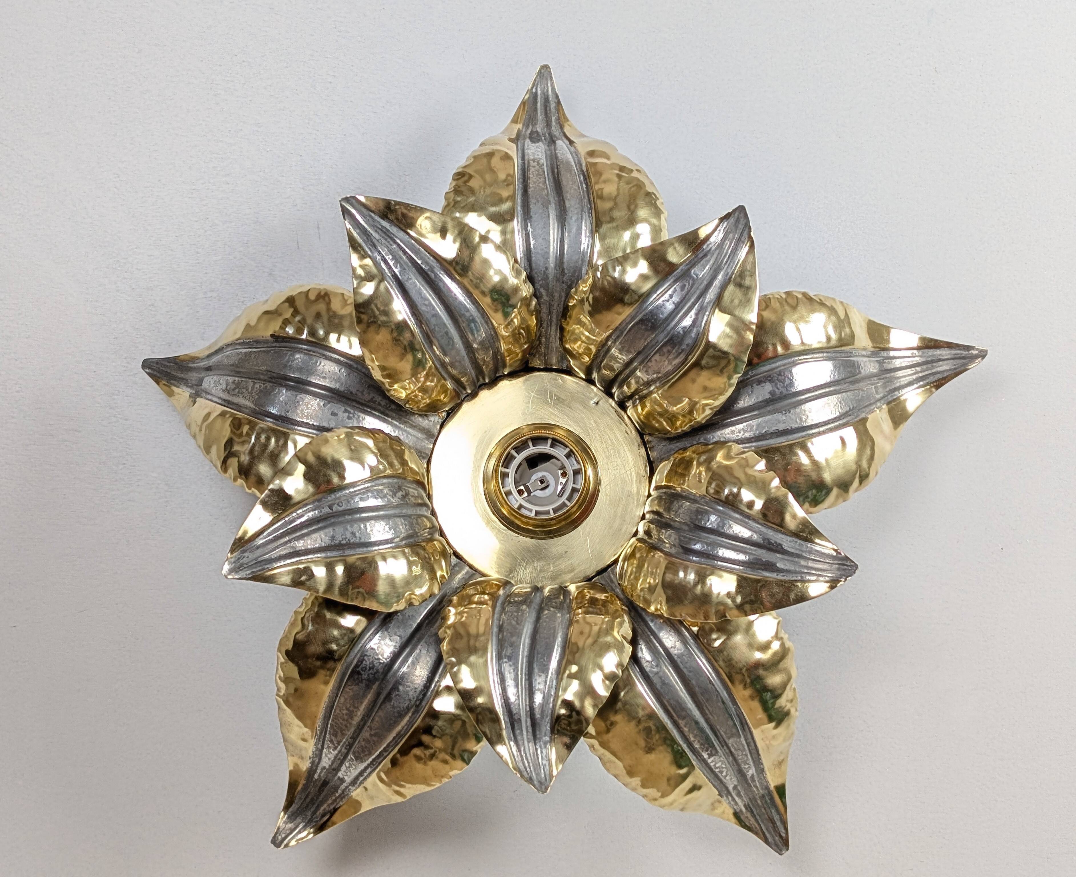 70's Brutalist Brass Wall/Ceiling Light