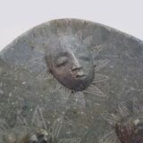 Vintage 3-faced sun soapstone decorative ashtray