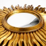 Mid Century Sunburst Kovex wall mirror made of wood and resin - gold plated