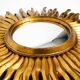 Mid Century Sunburst Kovex wall mirror made of wood and resin - gold plated