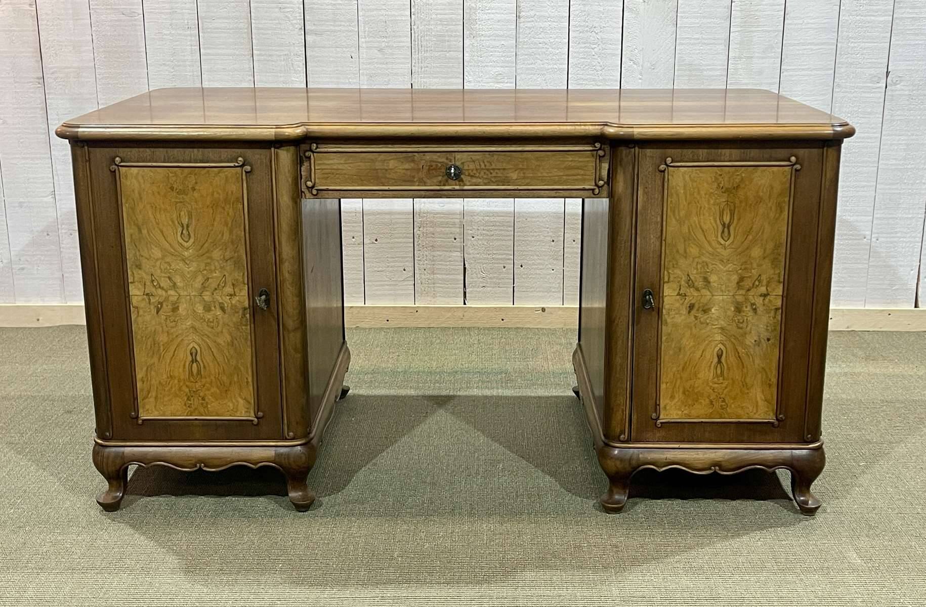 1950s English desk in walnut and oak