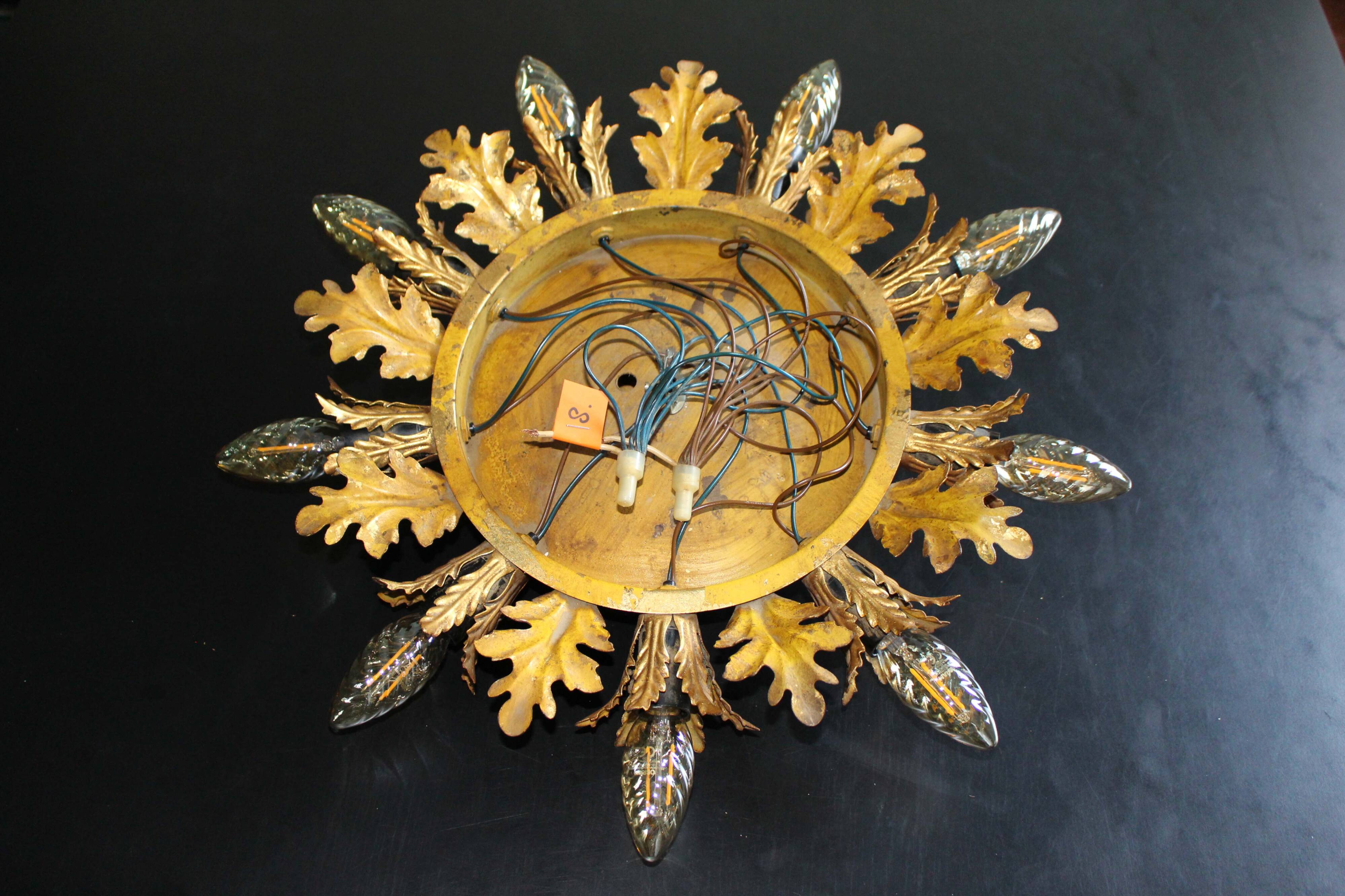 Set of 2 Large Florentine Chandelier Ceiling Lamps  by Banci Firenze Italy Regency Hollywood Style