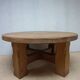 Brutalist Wabi-Sabi Design Handcrafted Round Oak Coffee Table, Netherlands 1960's