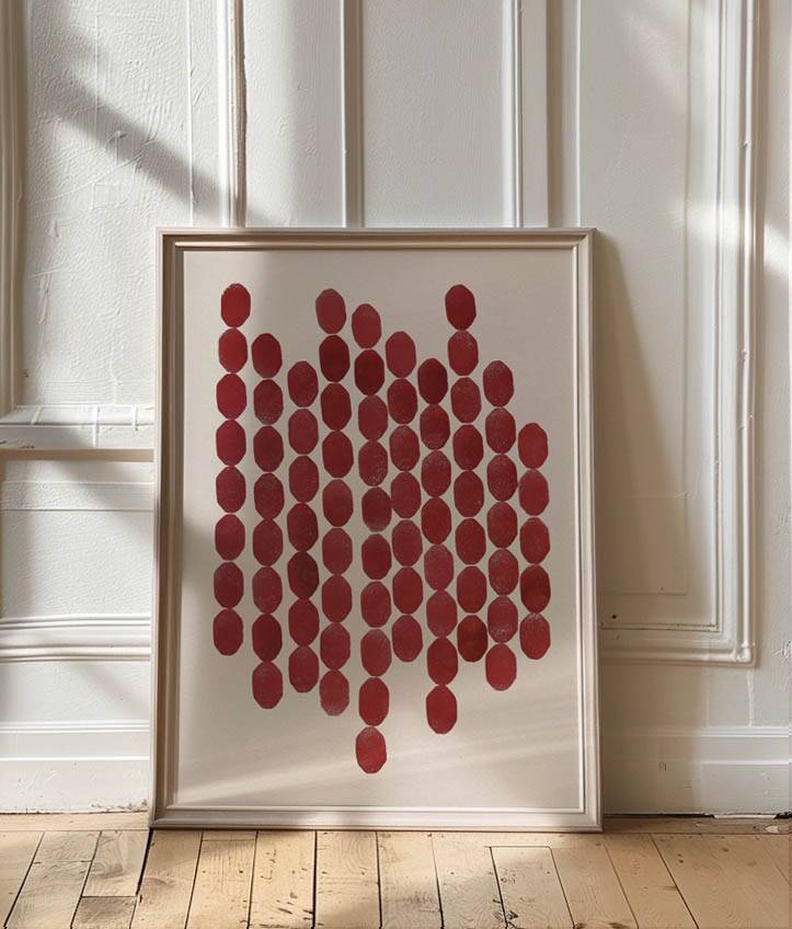 Large abstract painting 50x70 dark red signed eawy