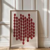 Large abstract painting 50x70 dark red signed eawy