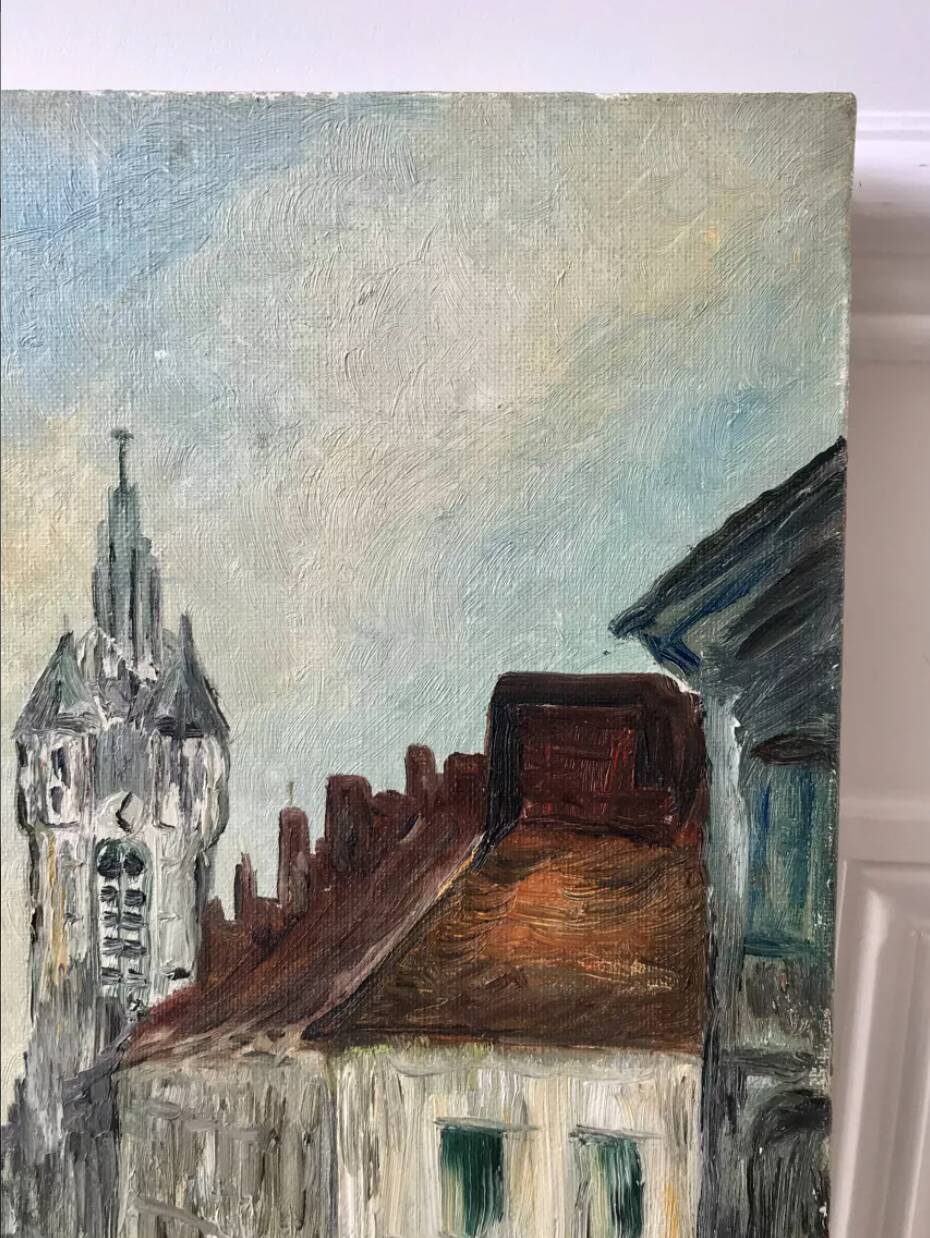 Oil painting on canvas church street 20th century