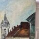 Oil painting on canvas church street 20th century