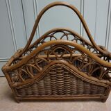Mid-century italian french riviera bamboo & rattan magazine rack, 1960s