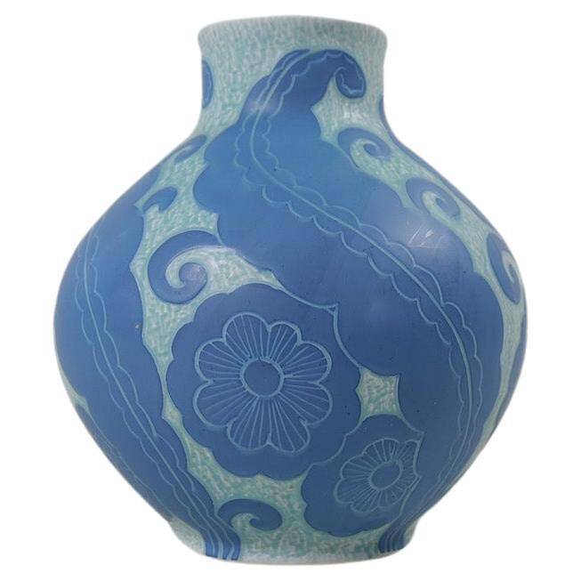 Art Deco Vase Grand Gustavsberg Sgraffito Josef Ekberg, Sweden, 1922