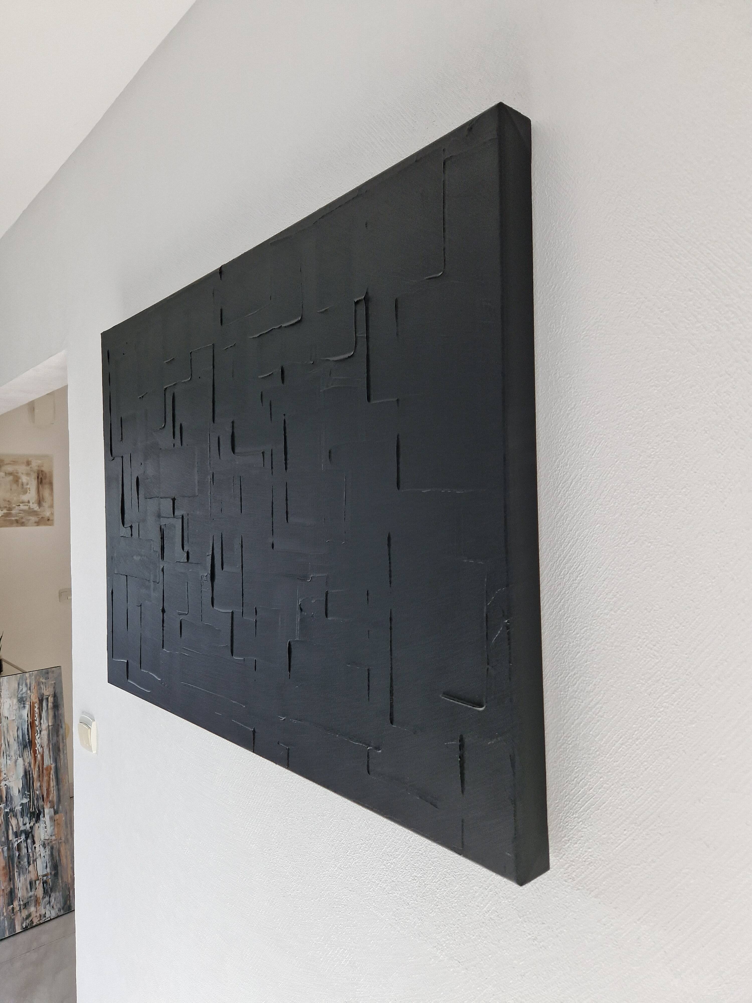 Black minimalist monochrome abstract painting painting