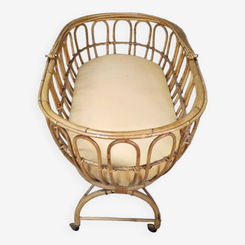 Vintage rattan cradle