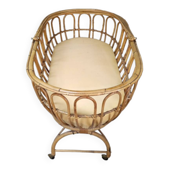 Vintage rattan cradle