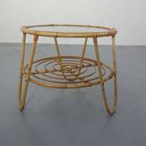 Italian Bamboo & Glass Coffee Table, 1950s