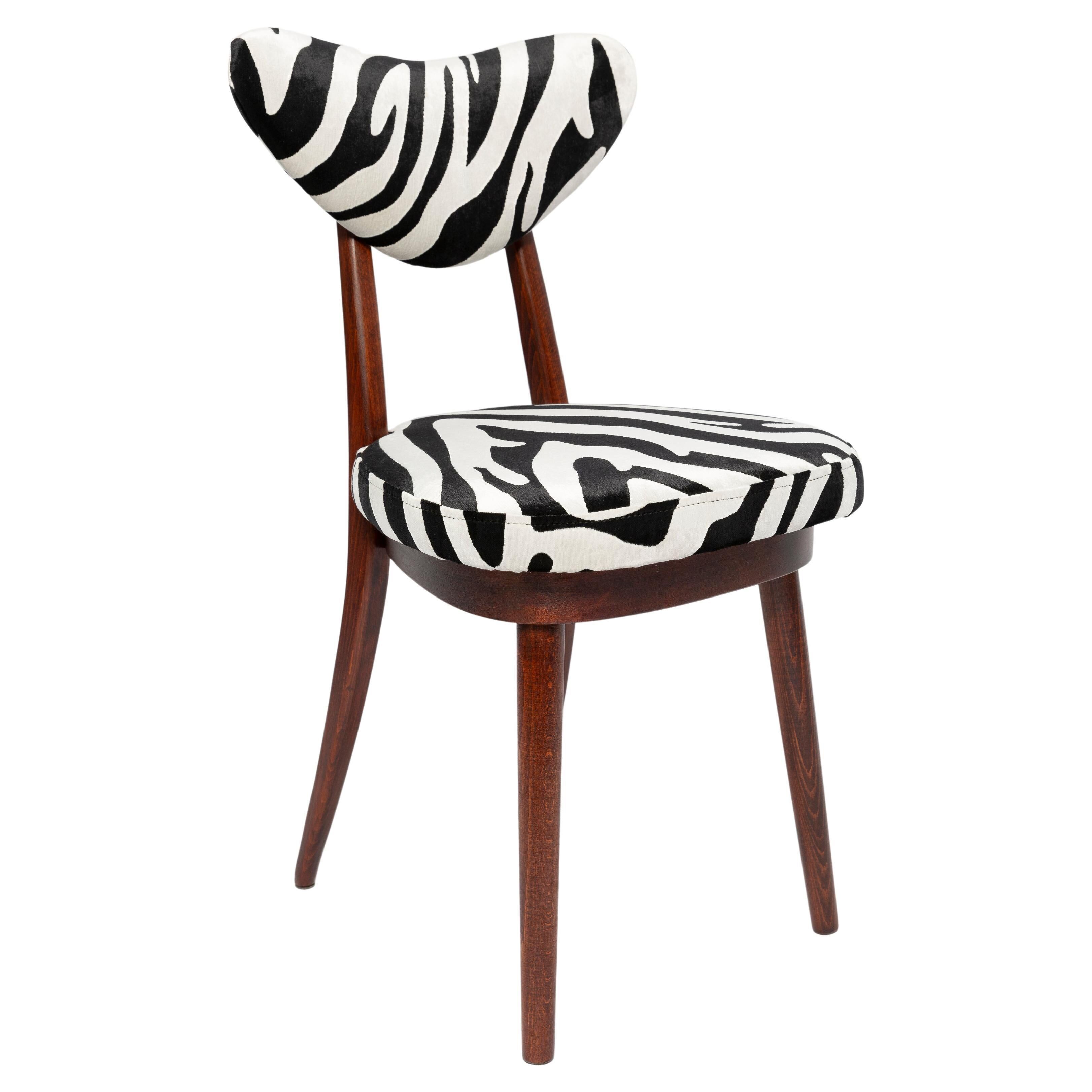 Heart-shaped chair with black and white zebra pattern, Poland, 1960s