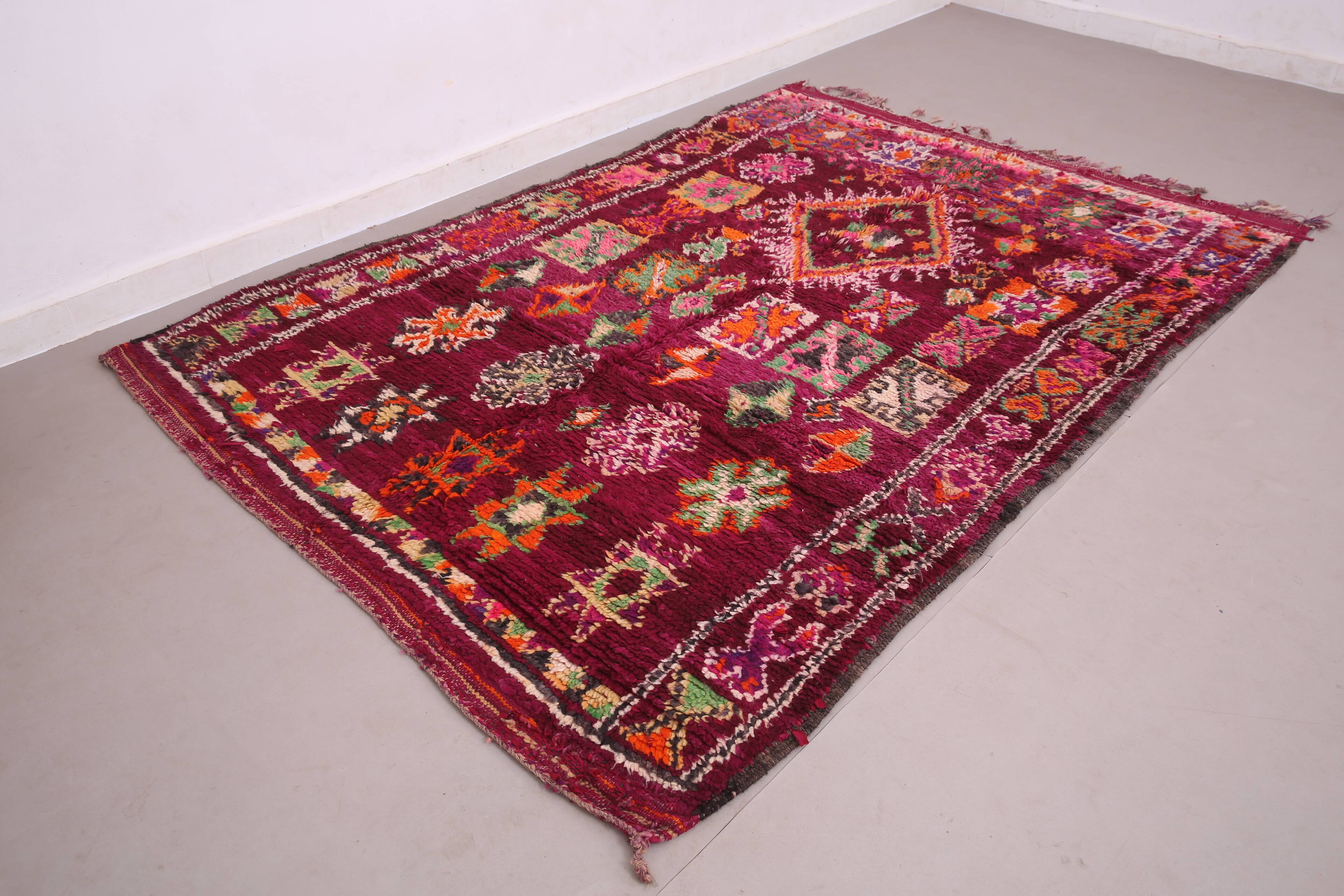 Tapis marocain bourgogne 177 x 261 cm - Tapis berbère vintage - Tapis en laine fait main