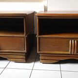 Pair of vintage bedside tables wood Maugrion