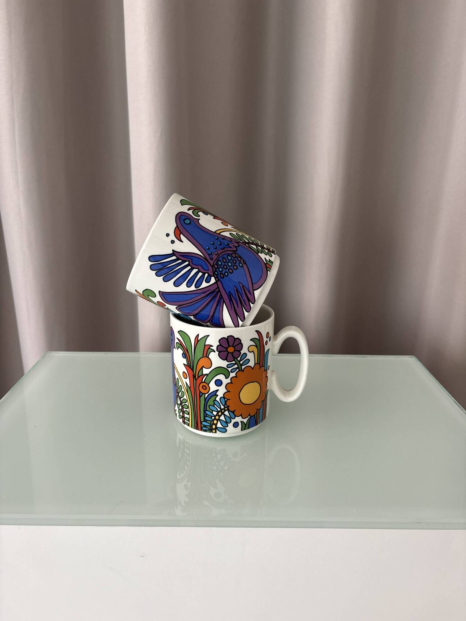 Pair of Villeroy & Boch Acapulco Mugs | 1970s Floral Design