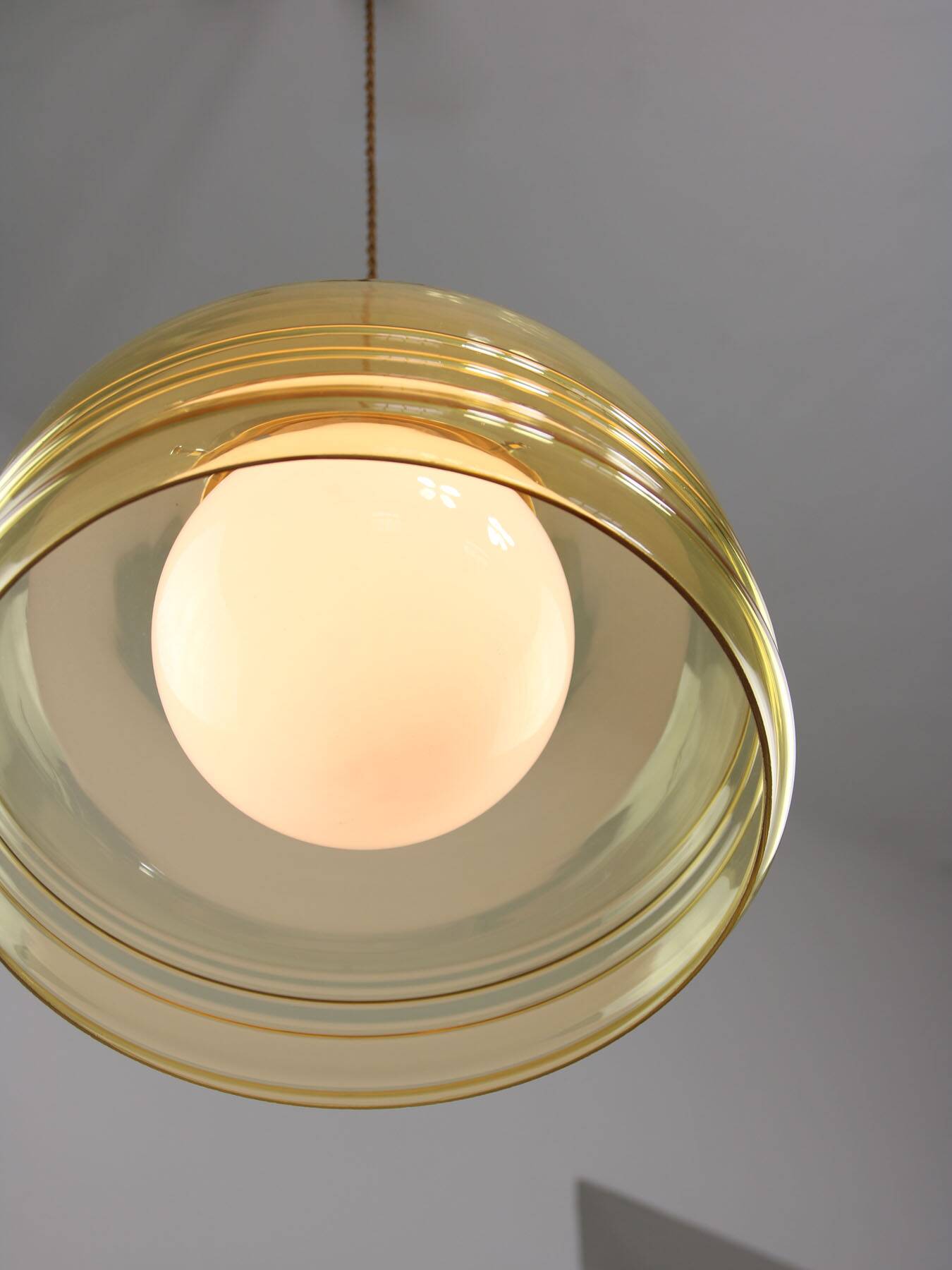 Vintage Italian Chrome and Glass Pendant Lamp, 70s