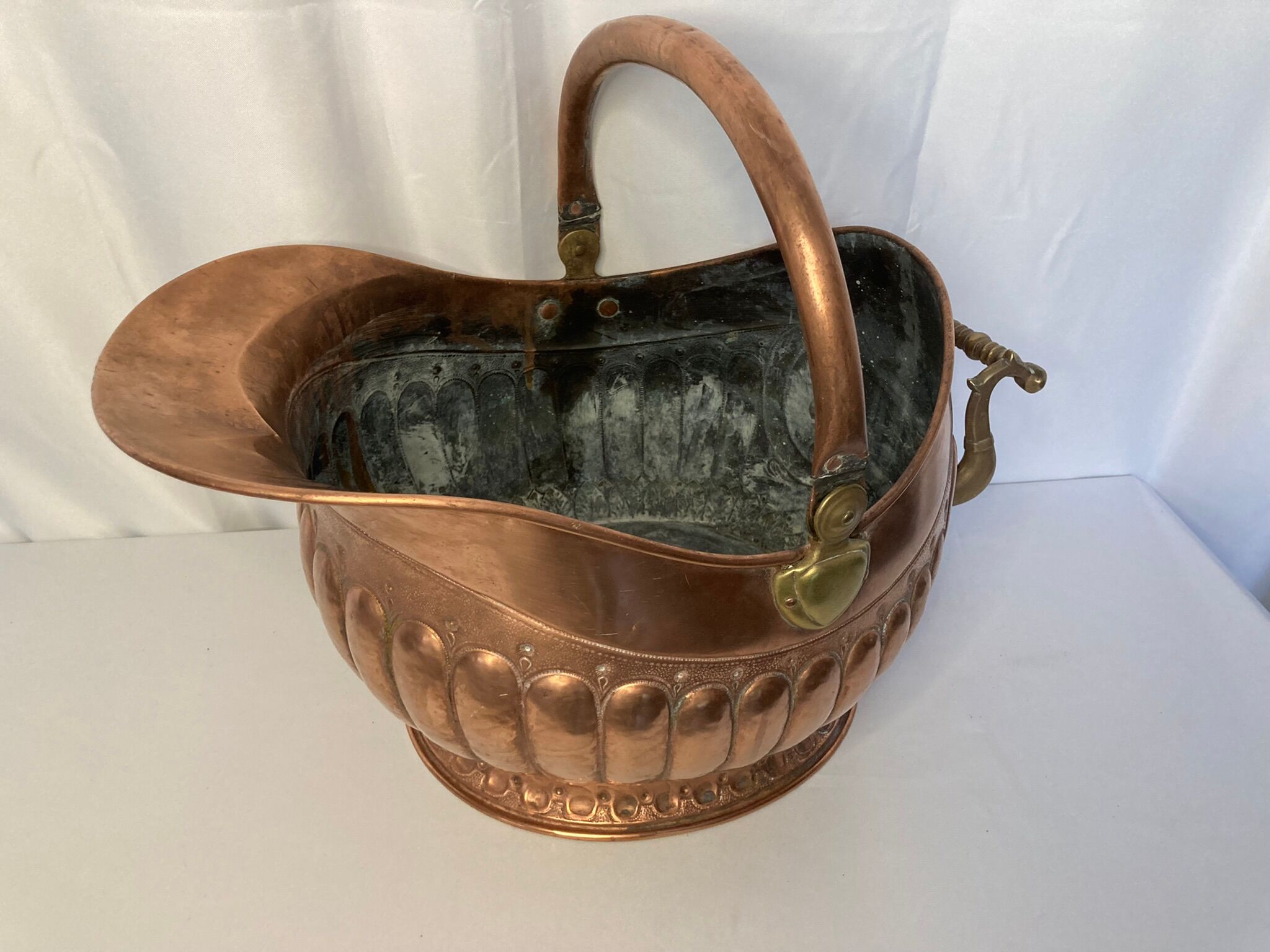 19th century copper and brass coal bucket