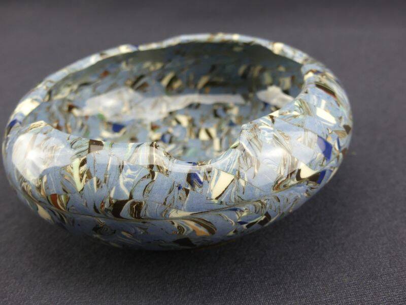 Gerbino, Vallauris, blue ashtray in mosaic earth