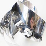 Suspension giant spiral-shaped chandelier in chrome 1970 vintage space age pop 70's seventies during light