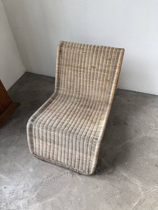 Fauteuil, chauffeuse en osier tressé Hestra par Ikea 1982