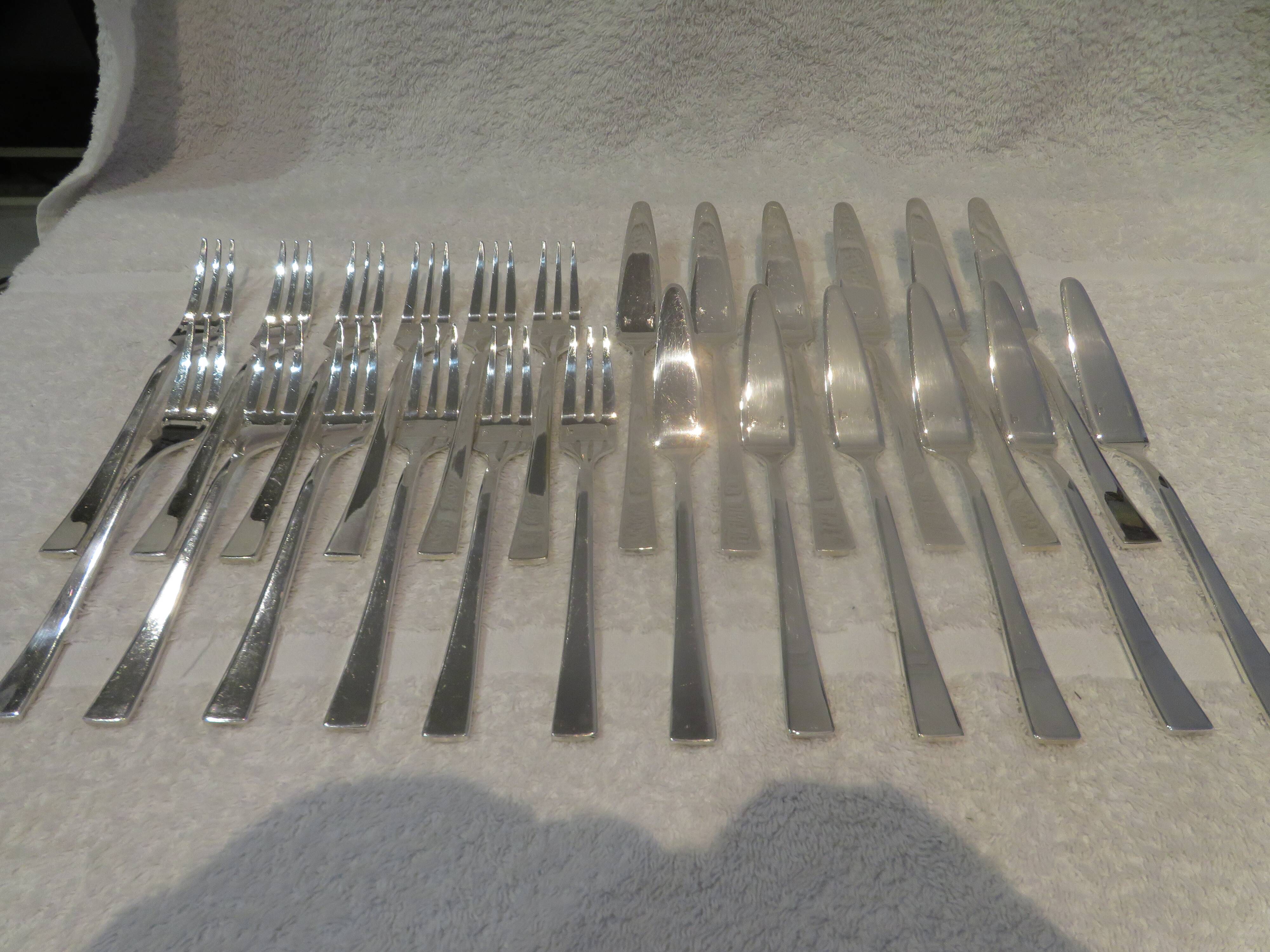 6 fish cutlery sets 12p silver plated metal goldsmith Christofle Concorde