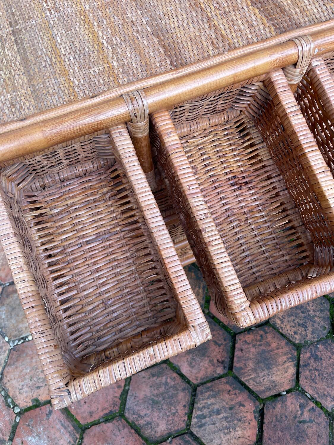 Vintage rattan chest of drawers